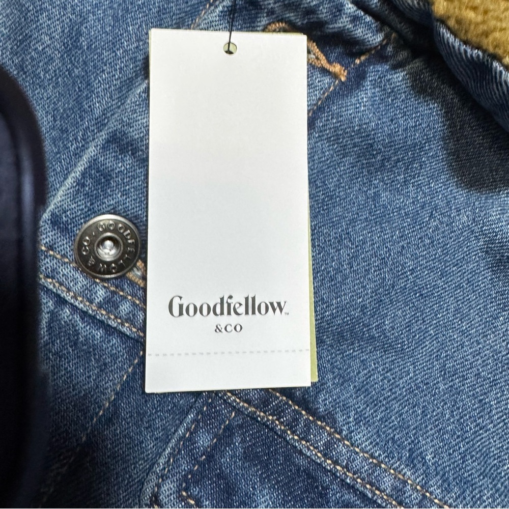 Goodfellow & Co Sherpa Lined Denim Jacket Men’s Large New With Tag Sherpa Collar - Picture 11 of 11